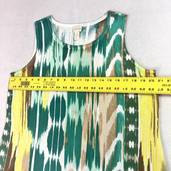 CHICOS Blouse Womens 3Plus Multicolor Drip Print Knit Sleeveless Top Lightweight - Picture 4 of 11